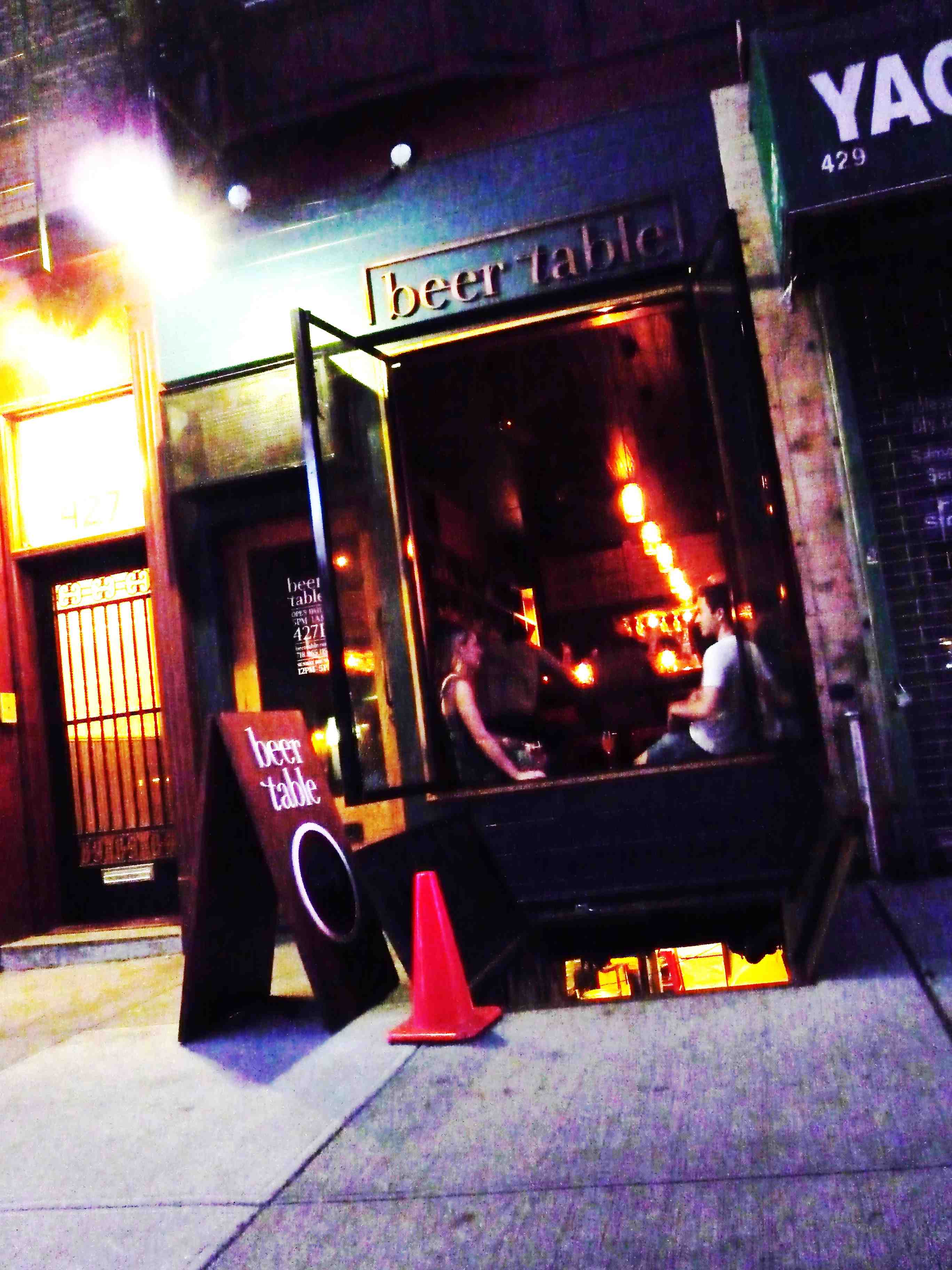 Beer Table bar exterior at night on 7th Avenue in Park Slope, Brooklyn, circa 2010