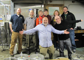 Beer Sessions Radio team at Sixpoint Brewery, Brooklyn, creating Deter Tribute London Brown Ale in February 2012