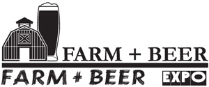 Farm + Beer Expo logo featuring barn and beer bottle, 2012 event benefiting hurricane relief