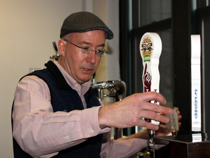 Brewmaster Phil Markowski pouring Two Roads Brewing beer at NYC Brewers Choice event, February 2014
