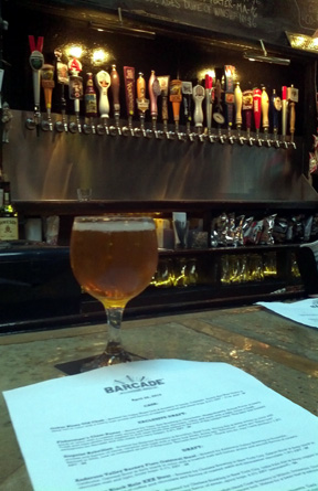 Waldo's Special from Lagunitas on tap at Barcade Jersey City location, 2012, with multiple craft beer taps visible behind...