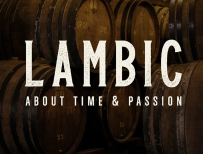 Lambic: About Time & Passion documentary screening promotional image with wooden barrels in background, February 2020