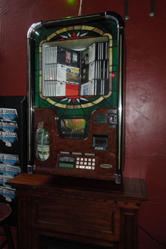 Vintage slot machine displayed at Mission Dolores bar during Gypsy Brewers event, August 2012