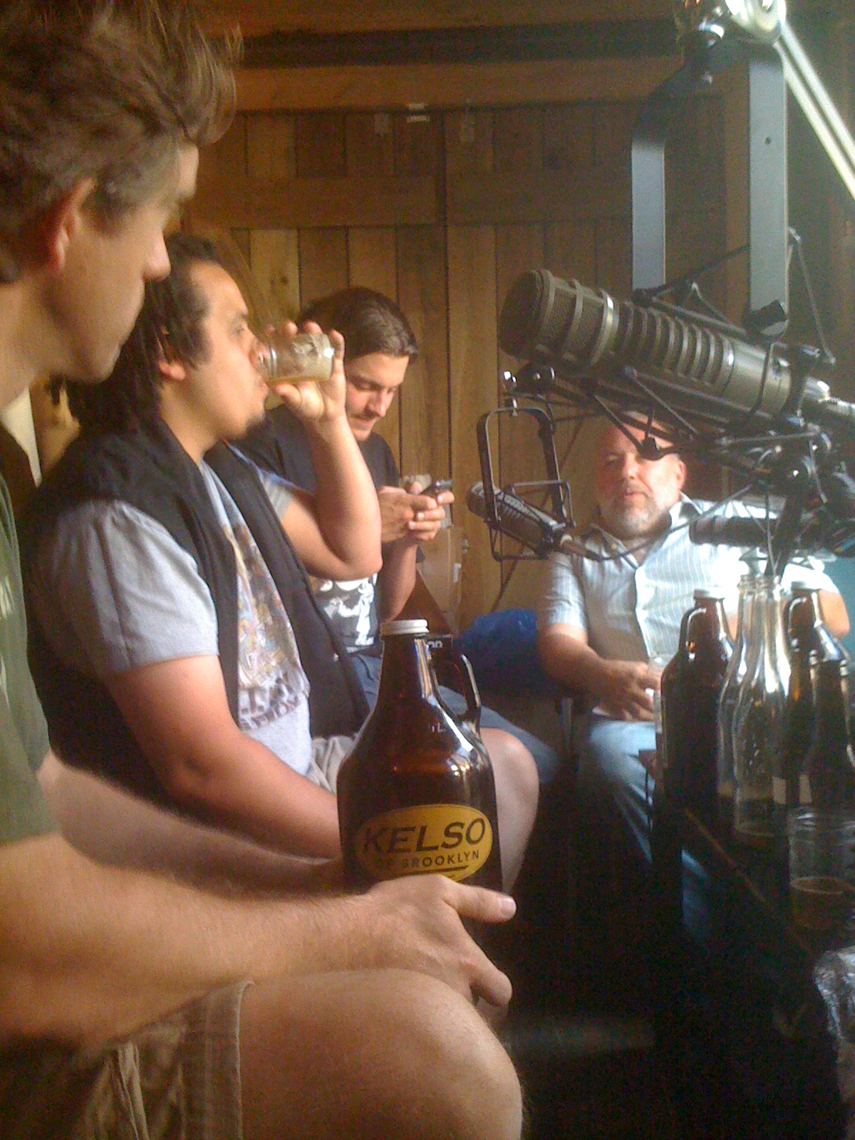 Keegan Ales brewers Geoff Wenzel and Mike Martinez with Beer Sessions host Jimmy Carbone tasting Kelso Brooklyn beer in...