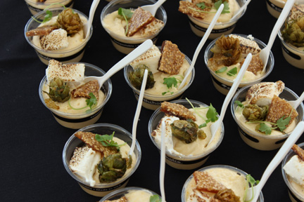 Butternut squash mousse cups topped with smoked organic Cascade hops at GABF Farm to Table Pavilion, 2012