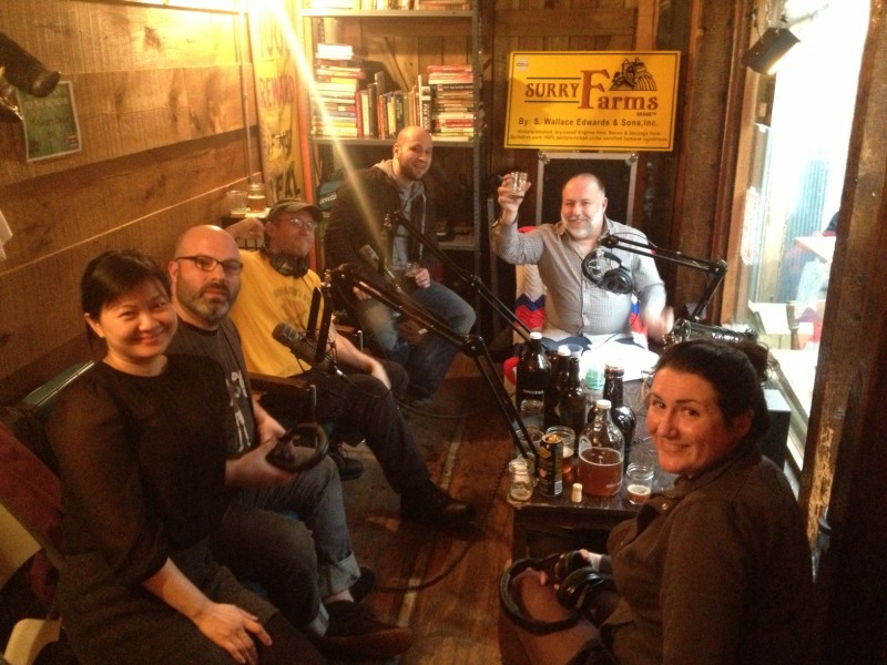 Beer Sessions Radio podcast recording at Queens Kickshaw with Ben Sandler and Jennifer Lim, circa 2013